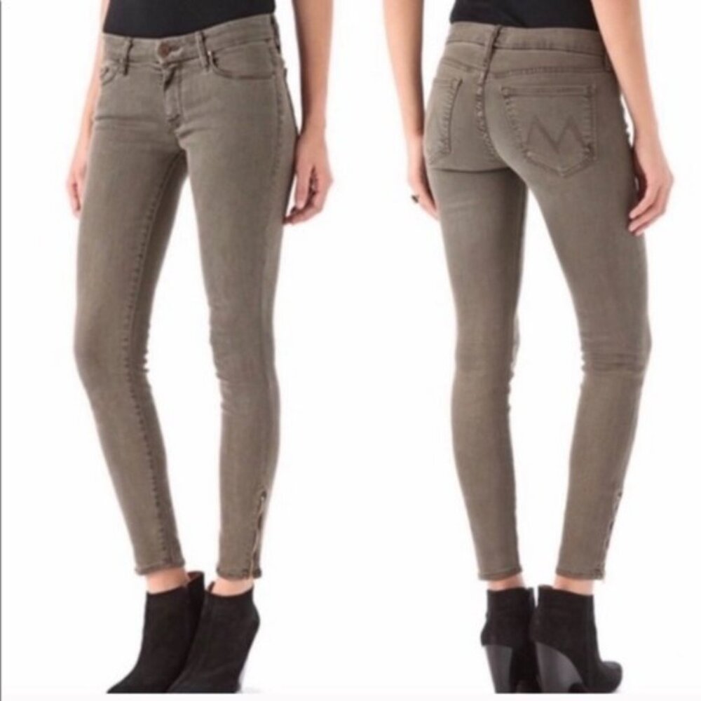 MOTHER The Looker Pop! Pop! Snap! low rise ankle crop stretch skinny denim jean